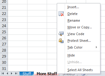 Excel Worksheet Options