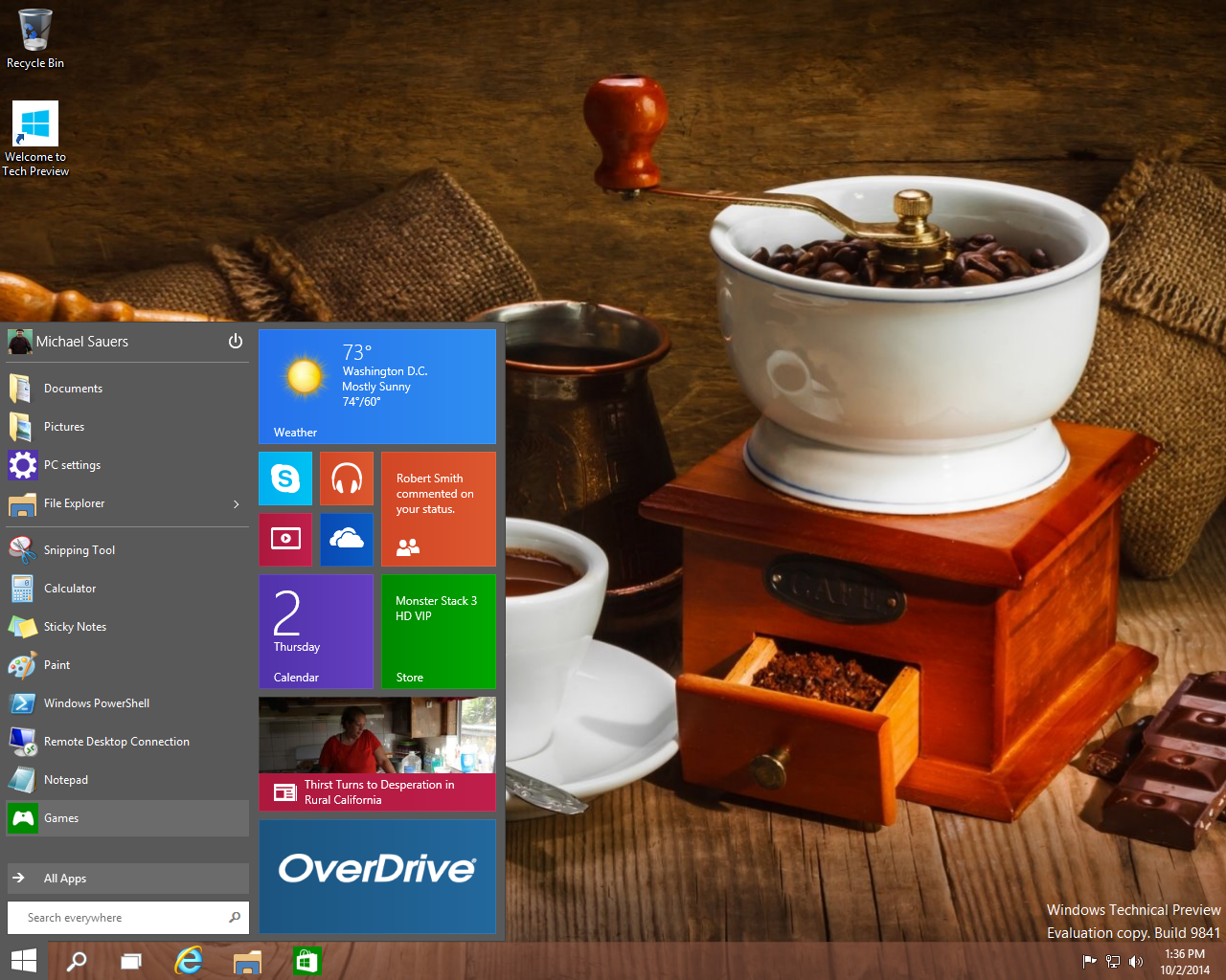 Windows 10 Technical Preview screenshots