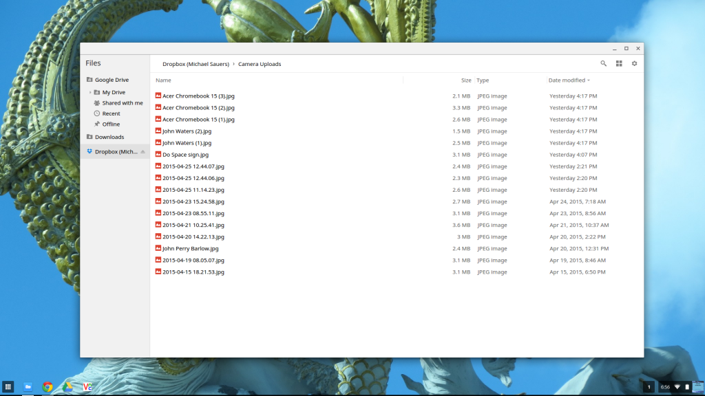 Dropbox in ChromeOS file manager