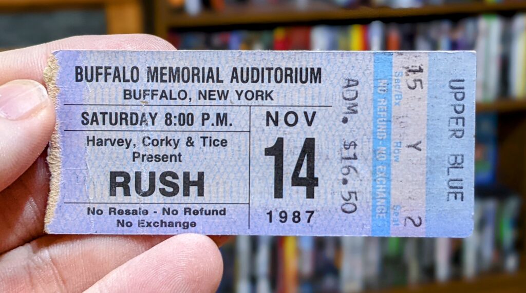 Rush ticket Buffalo, NY 14 November 1987