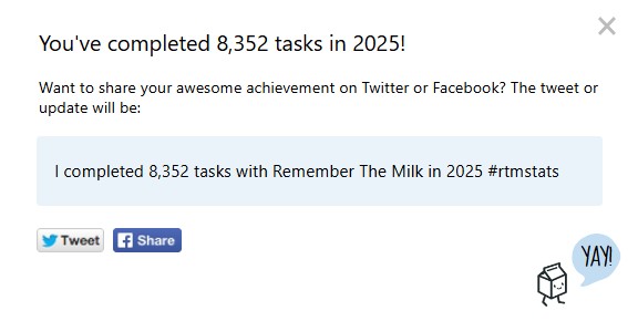 You've completed 8,352 tasks in 2025!