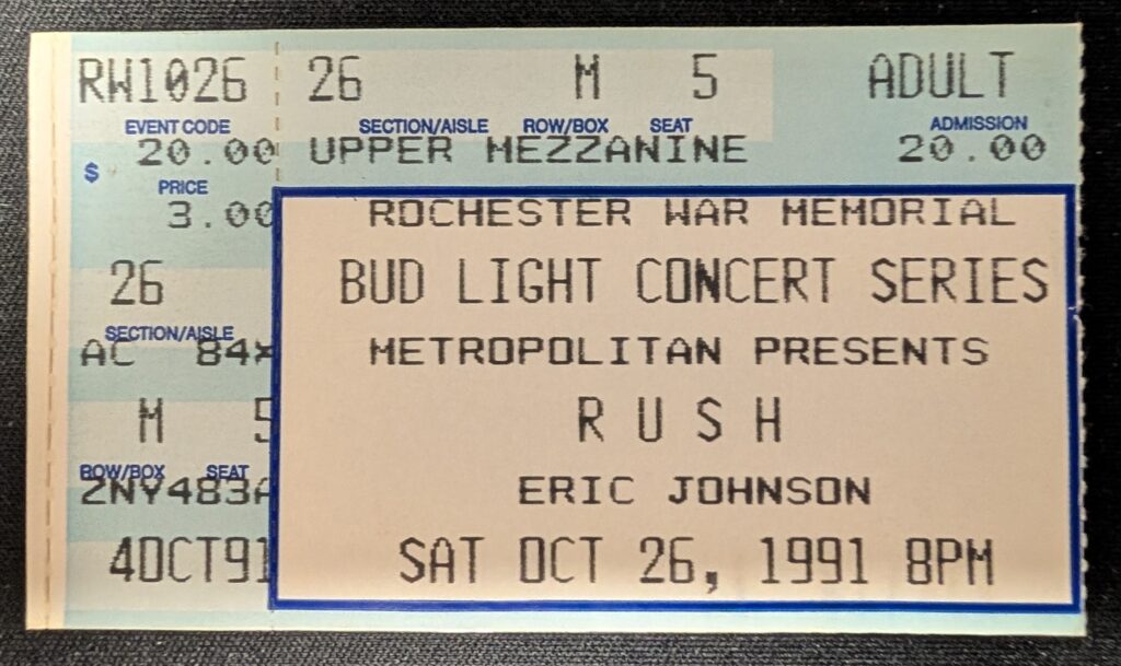 RUSH ticket, 1991