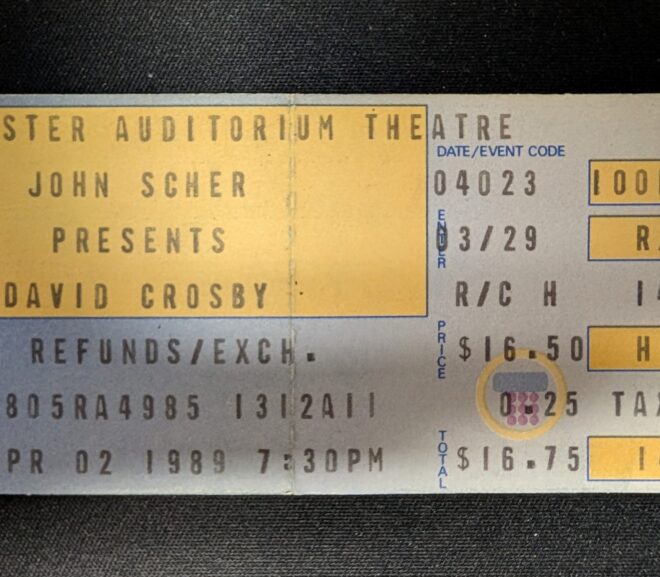 Throwback Thursday: David Crosby ticket, Rochester NY 1989