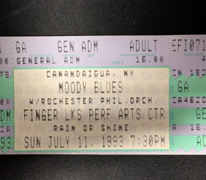 Throwback Thursday: Moody Blues with the Rochester Philharmonic Orchestra ticket, Canandaigua NY 1993