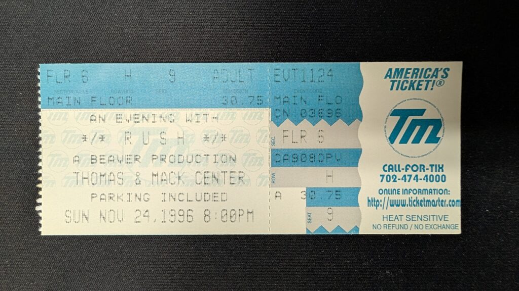 RUSH ticket, Albany, NY 1996
